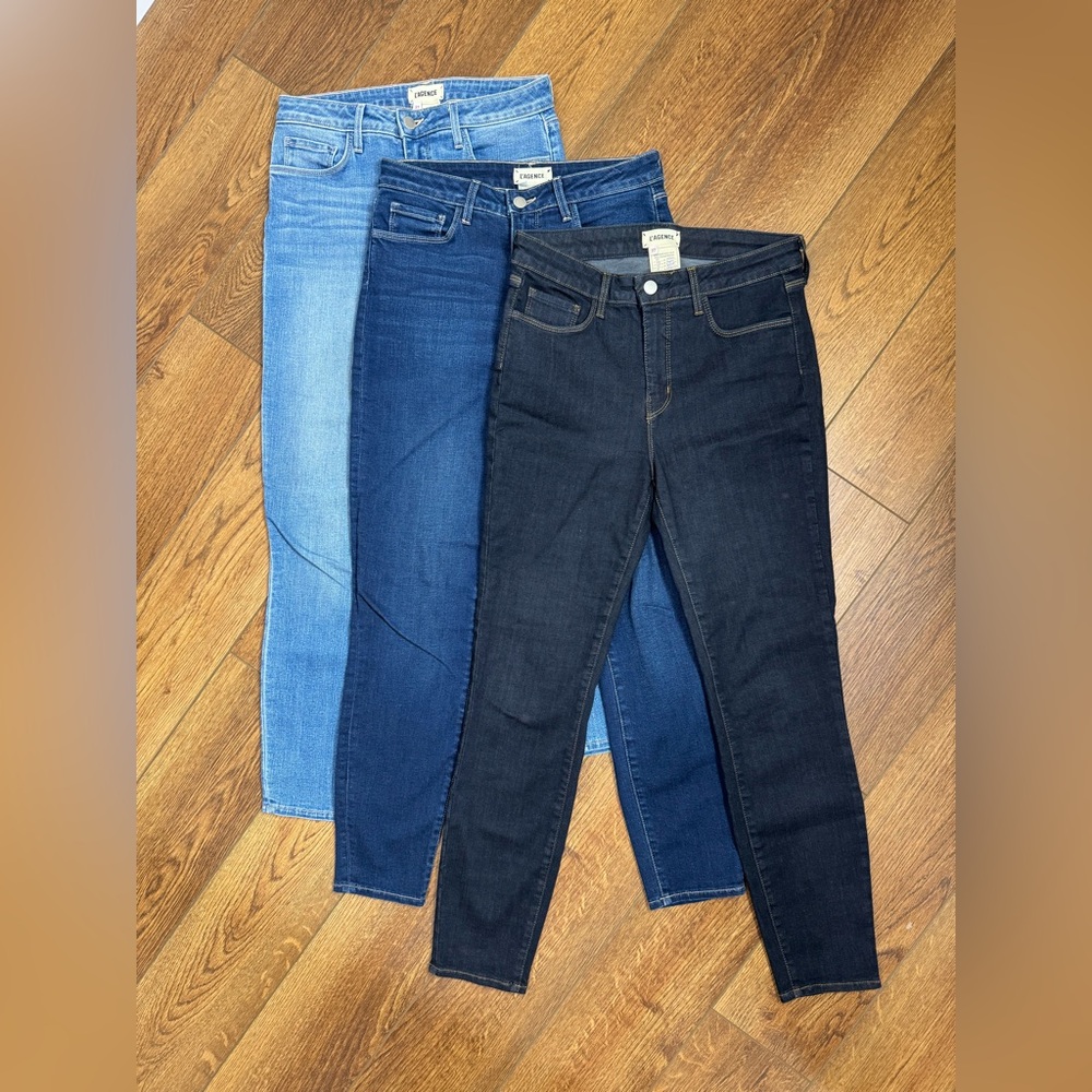 L’Agence Mid-rise Skinny Jean Bundle Light Medium Dark Wash 3 Pairs Size 27